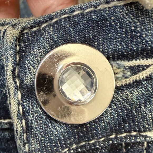 VTG Y2K Boho Fairycore Denim Ruffle Skirt Asymmetrical Lace Beaded Sz S Festival - Picture 11 of 14